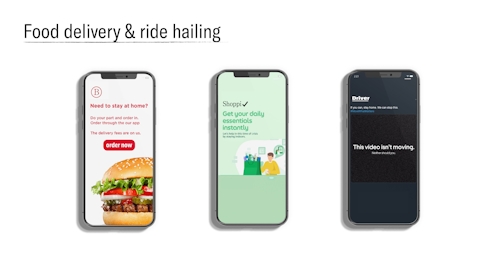 Campaigns from delivery and ride-hailing apps with updates during the COVID-19 lockdown